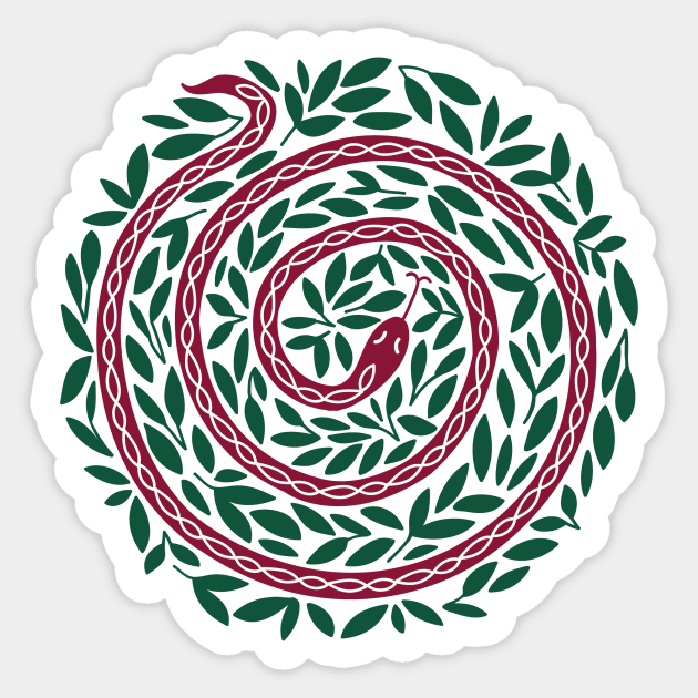 Spiral Snake maroon Sticker by Maggiemagoo Designs